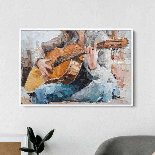 White Girl Playing Guitar Wall Art Canvas 3938