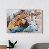 White Girl Playing Guitar Wall Art Canvas 3938