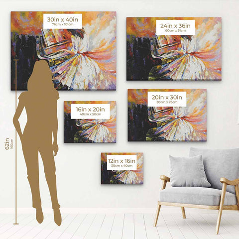 Orange Girl Playing On The Piano Wall Art Canvas 2243