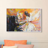Orange Girl Playing On The Piano Wall Art Canvas 2243