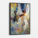 Multi Color Girl Playing Violin Wall Art Canvas 1757