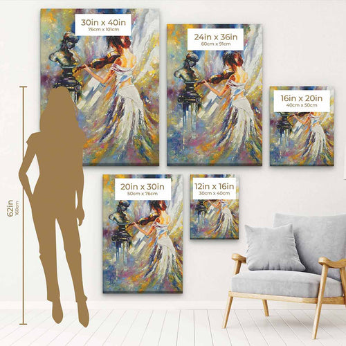 Multi Color Girl Playing Violin Wall Art Canvas 1757