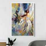 Multi Color Girl Playing Violin Wall Art Canvas 1757