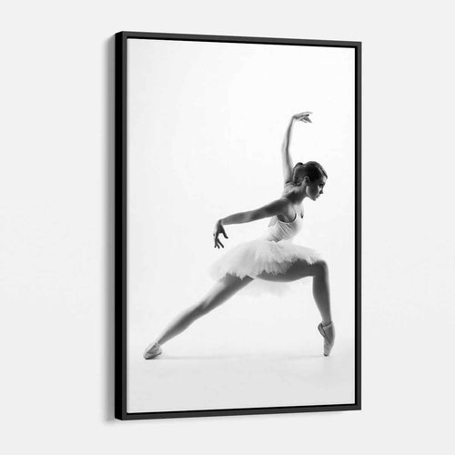 White Graceful Focus: Black and White Ballet Dancer Wall Art Canvas 7209