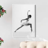 White Graceful Focus: Black and White Ballet Dancer Wall Art Canvas 7209