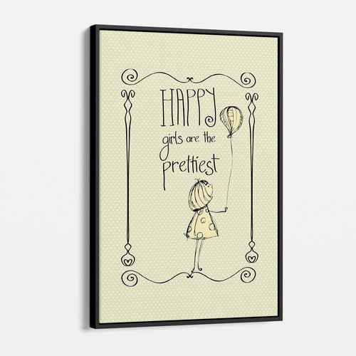 Beige Happy Girls Wall Art Canvas 3289