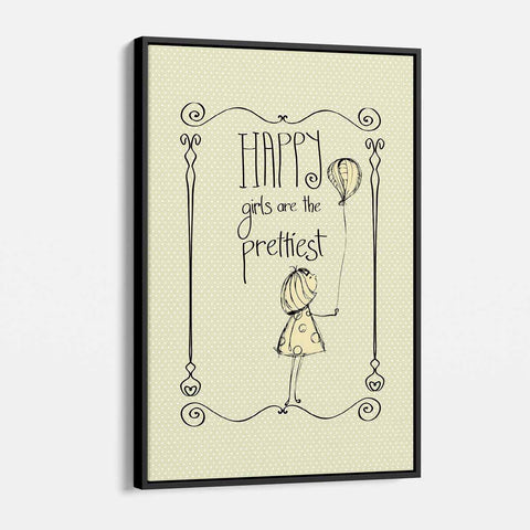 Beige Happy Girls Wall Art Canvas 3289