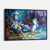 Blue Harlequin and White Parrot Wall Art Canvas 1607