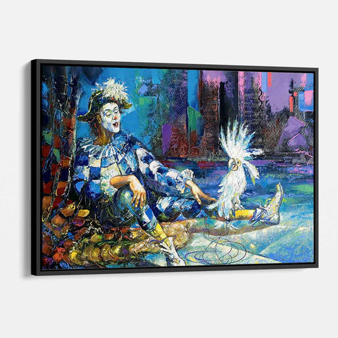 Blue Harlequin and White Parrot Wall Art Canvas 1607
