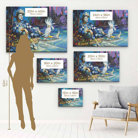 Blue Harlequin and White Parrot Wall Art Canvas 1607