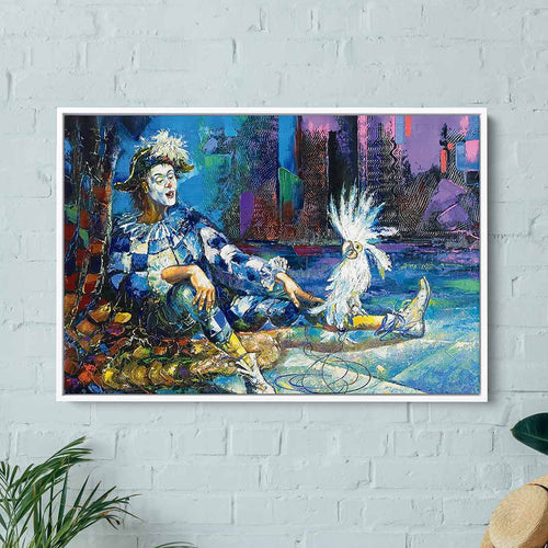 Blue Harlequin and White Parrot Wall Art Canvas 1607