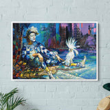 Blue Harlequin and White Parrot Wall Art Canvas 1607