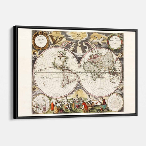 Brown Historic map Wall Art Canvas 5532