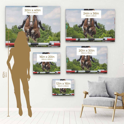 Beige Horse Riding Wall Art Canvas 9276