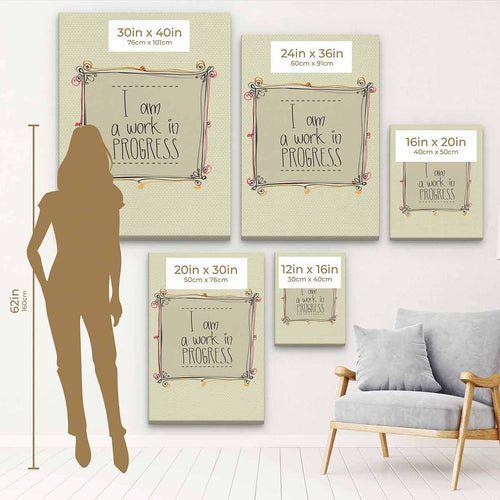 Beige I am a work in PROGRESS Wall Art Canvas 3241