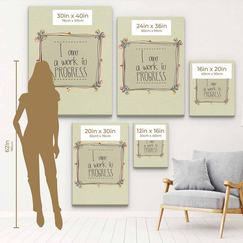 Beige I am a work in PROGRESS Wall Art Canvas 3241