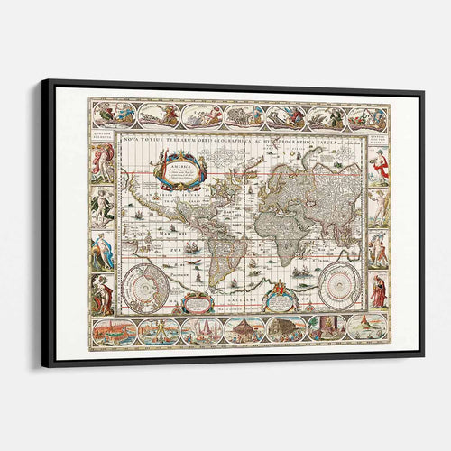 Brown Illustrated map Wall Art Canvas 5533