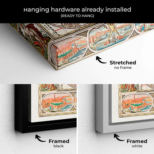 Brown Illustrated map Wall Art Canvas 5533