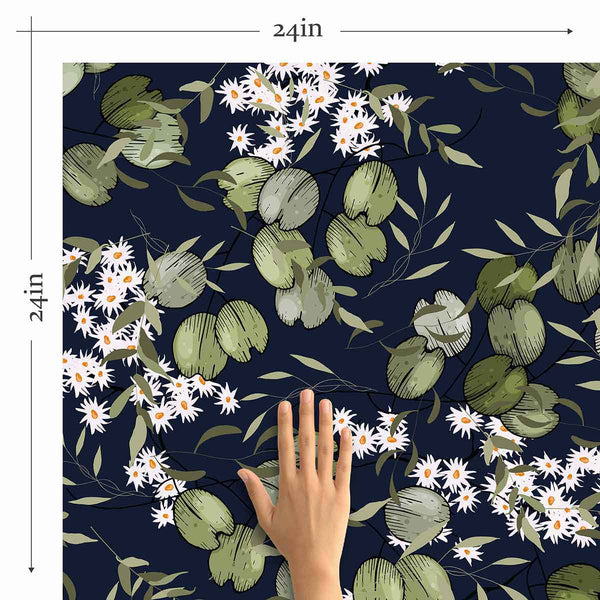 Dark Green Floral Wallpaper / Peel and Stick Wallpaper Removable Wallp 