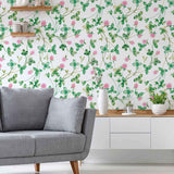 It’s hard to feel troubled when you have pretty pink blooms to gaze at! This beautiful floral peel and stick wallpaper has a quaint charm and a delightful energy that revitalizes the dullest of spaces. Its green leaves and pink buds are rendered in a charming watercolor style that gives the entire composition an endearing elegance.&nbsp;Use this PVC-free removable wallpaper to liven up your kitchen, bathroom or any utility space.