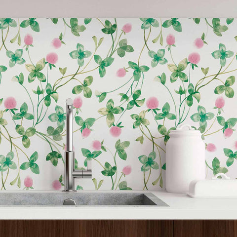 It’s hard to feel troubled when you have pretty pink blooms to gaze at! This beautiful floral peel and stick wallpaper has a quaint charm and a delightful energy that revitalizes the dullest of spaces. Its green leaves and pink buds are rendered in a charming watercolor style that gives the entire composition an endearing elegance.&nbsp;Use this PVC-free removable wallpaper to liven up your kitchen, bathroom or any utility space.