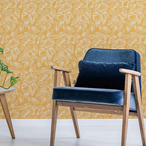 A fresh floral wallpaper that also comes with nice nostalgic notes, this white and yellow design is the perfect serving of warmth for your living space. Bask in the simple elegance of white botanical drawings on a muted yellow background. This&nbsp;seamless composition&nbsp;can be surreal in some places, delightfully vintage in others, and evoke a variety of moods depending on how you use it.