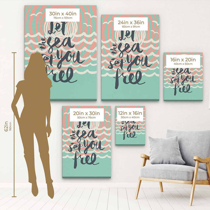 Turquoise Let the Sea Set You Free Wall Art Canvas 4962