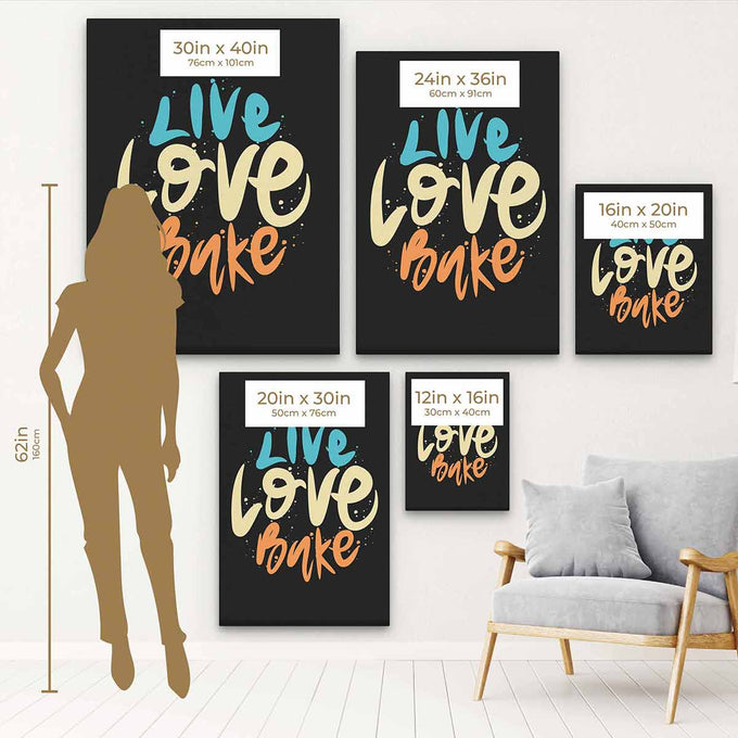 Black Live, Love, Bake Wall Art Canvas 3802