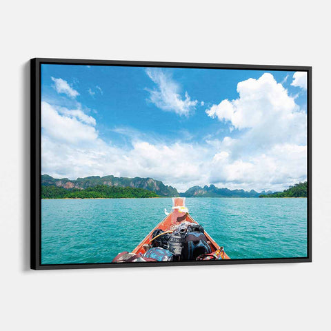 Blue Longtail Boat Wall Art Canvas 9279