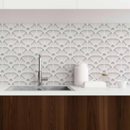 Enrich your living space with texture and geometry with the help of this unique peel and stick wallpaper that carries a 3 dimensional look. Square meshes appear to overlap and change directions to give this design an abstract, mechanical vibe. Use this grey and white PVC-free wallpaper to bring a futuristic ambiance to a contemporary living space.