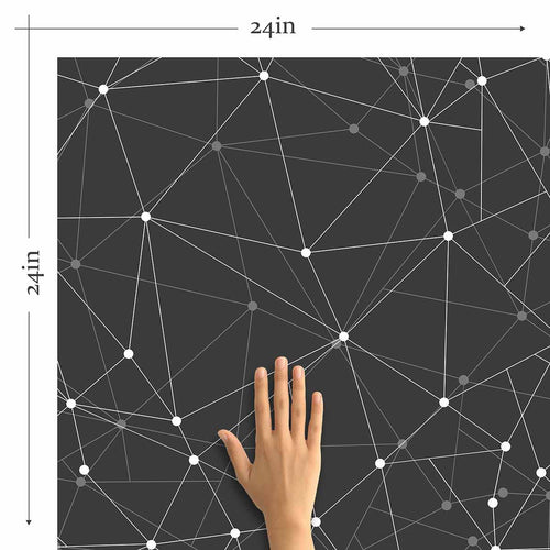 When there are too many considerations to keep in mind for your next decor upgrade, let this unique geometric wallpaper connect the dots for you! Featuring a seamless network of slender white and grey lines converging on dots over a dark grey background, this sophisticated peel and stick wall covering brings a slick, futuristic vibe to your living space.