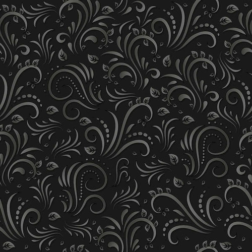 There’s no quicker way to sophistication than through this stunning black floral wallpaper that pairs the delicate grace of botanical motifs with the dramatic impact of a black color palette. The beautiful curvilinear motifs covering this design appear in varying grey tones to create a luxe, tactile look. A PVC-free build and finish completes the rich presence of this removable wallpaper.
