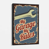 Blue My Garage My Rules Wall Art Canvas 3803
