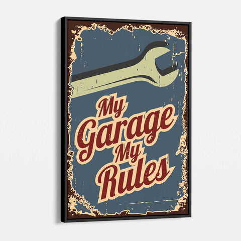 Blue My Garage My Rules Wall Art Canvas 3803