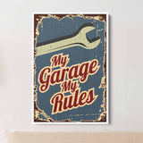 Blue My Garage My Rules Wall Art Canvas 3803