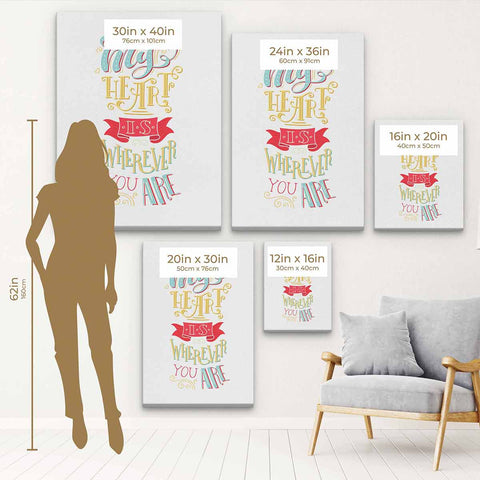 White My Heart is wherever you Are Wall Art Canvas 4270