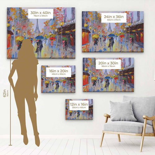 Multi Color Paris Charming Street Wall Art Canvas 3389