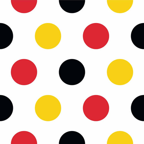 Sometimes, all you need to pep up your decor is a wall covered in happy polka dots. This peel and stick wallpaper places red, yellow and black polka dots on a white background. It is a seamless composition that can be used in spaces ranging from living rooms to children’s bedrooms. Its warm colors can be contrasted with blue and green elements to create a balanced vibe in any setting.
