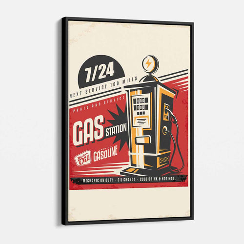 Red Retro Gas Pump Poster Wall Art Canvas 6456