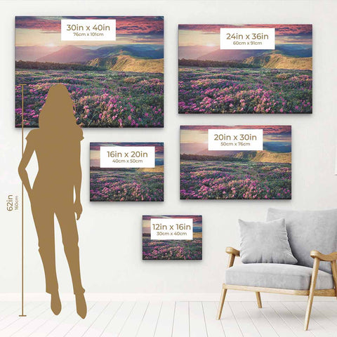 Pink Rhododendron Field Wall Art Canvas 6203