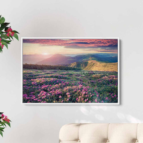 Pink Rhododendron Field Wall Art Canvas 6203