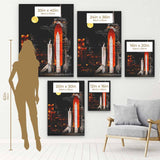 Black Rocket Space Ship Wall Art Canvas 1327