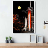 Black Rocket Space Ship Wall Art Canvas 1327