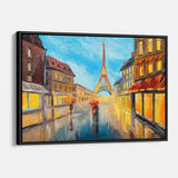 Yellow Romantic Parisian Rain Wall Art Canvas 8776
