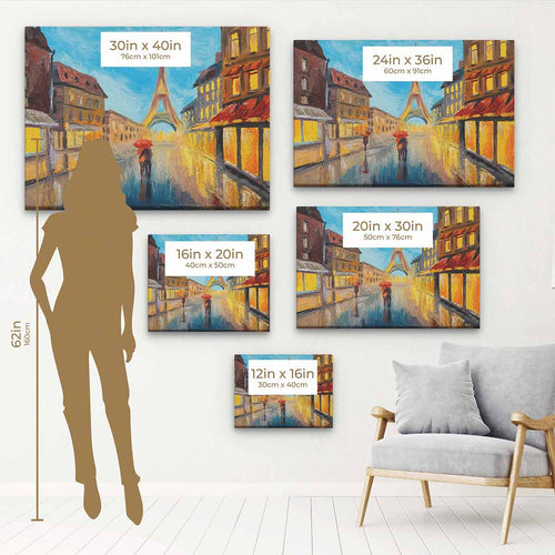 Yellow Romantic Parisian Rain Wall Art Canvas 8776