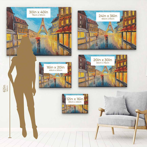 Yellow Romantic Parisian Rain Wall Art Canvas 8776