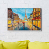 Yellow Romantic Parisian Rain Wall Art Canvas 8776