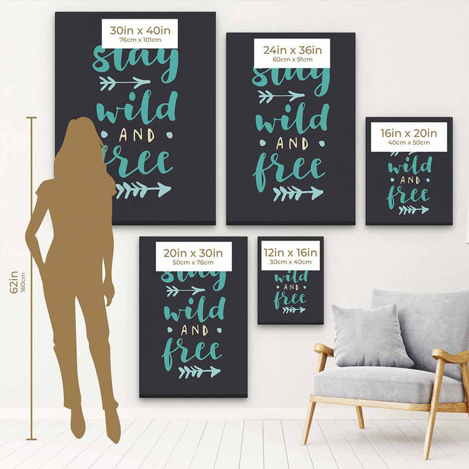 Black Stay Wild and Free Wall Art Canvas 06_a