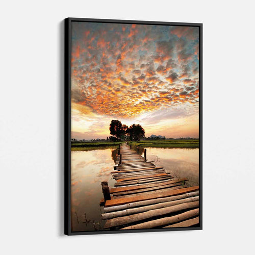Orange Sunrise Bridge Wall Art Canvas 6331