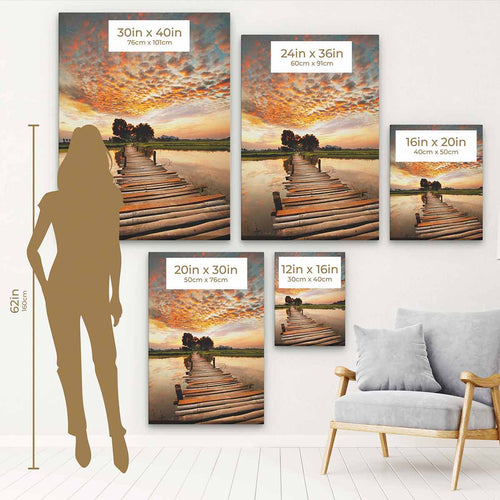 Orange Sunrise Bridge Wall Art Canvas 6331